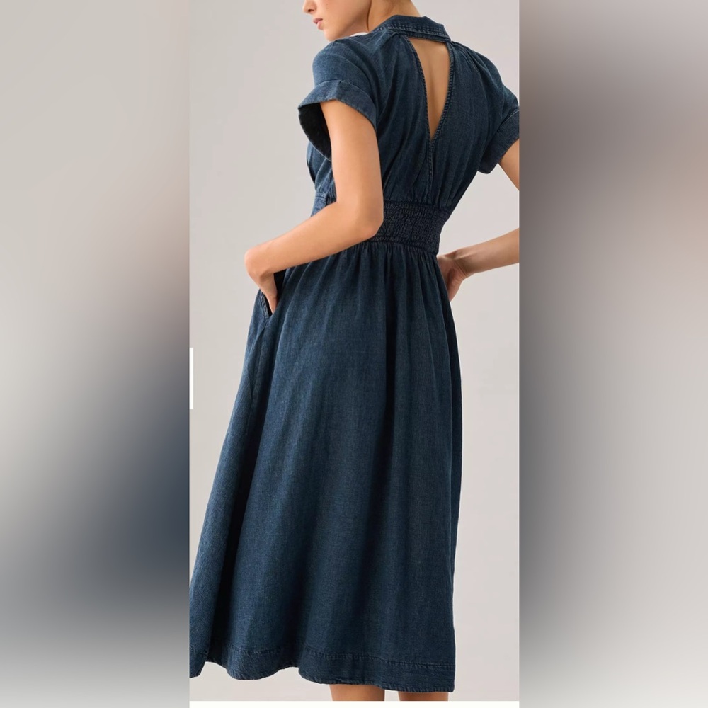 Maeve Denim V-neck wrap midi dress size 2 - Picture 3 of 10